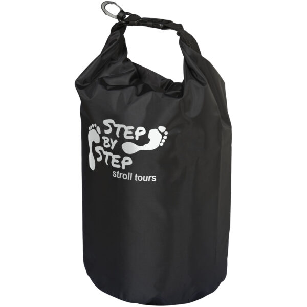 Survivor 5 litre waterproof roll-down bag – Solid black with logo