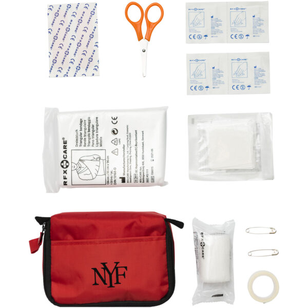 Save-me 19-piece first aid kit – Red with logo