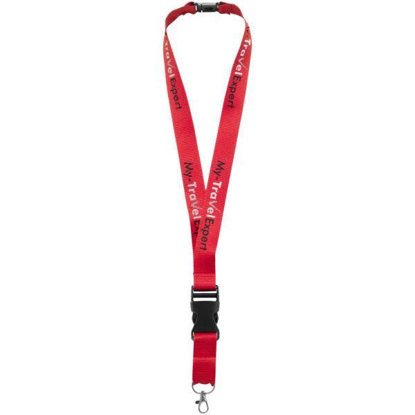 Yogi lanyard detachable buckle break-away closure – Red with logo
