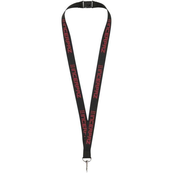 Lago lanyard with break-away closure – Solid black with logo