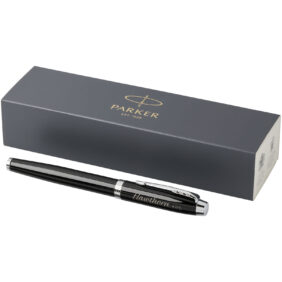 Parker IM rollerball pen (black ink) – Solid black with logo
