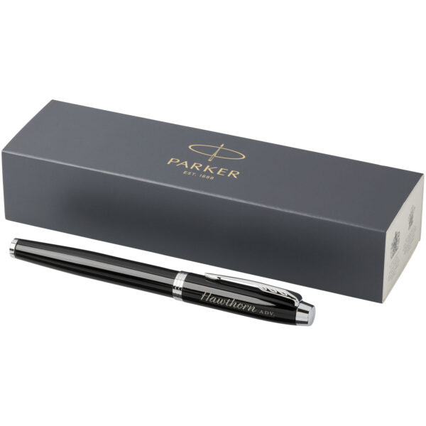 Parker IM rollerball pen (black ink) – Solid black with logo