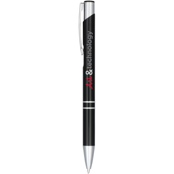 Moneta anodized aluminium click ballpoint pen (blue ink) – Solid black with logo