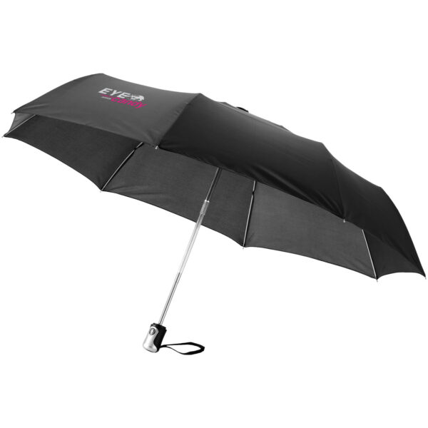 Alex 21.5" foldable auto open/close umbrella – Solid black with logo