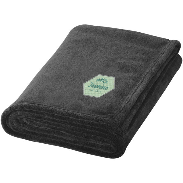 Bay extra soft coral fleece plaid blanket – Solid black with logo