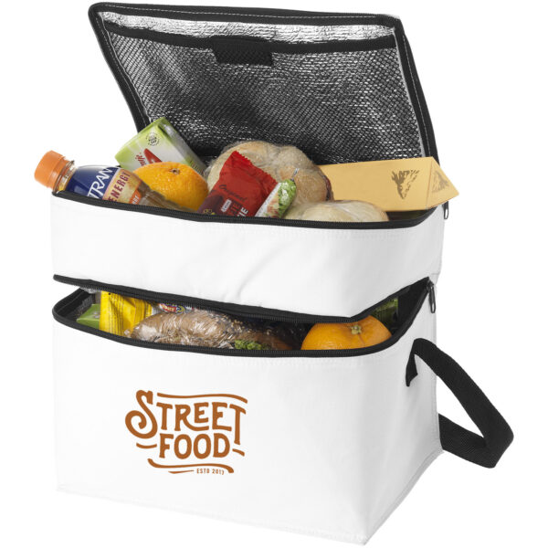 Oslo 2-zippered compartments cooler bag 13L – White with logo