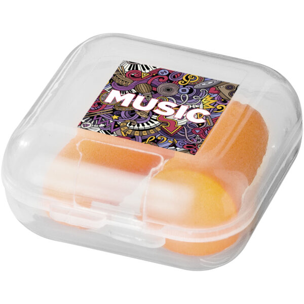 Serenity earplugs with travel case – Orange with logo