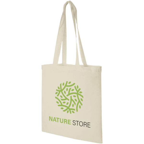 Madras 140 g/m² cotton tote bag 7L – Natural with logo