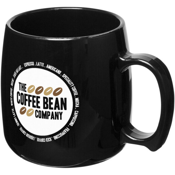 Classic 300 ml plastic mug – Solid black with logo