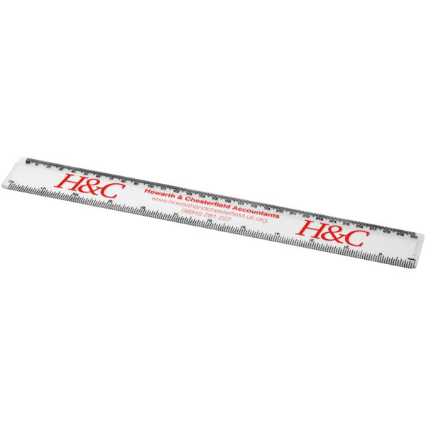 Renzo 30 cm plastic ruler – Transparent clear with logo