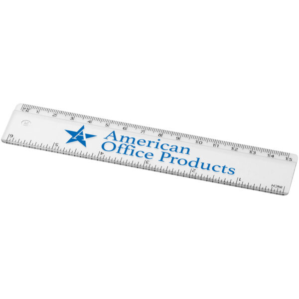 Renzo 15 cm plastic ruler – Transparent clear with logo