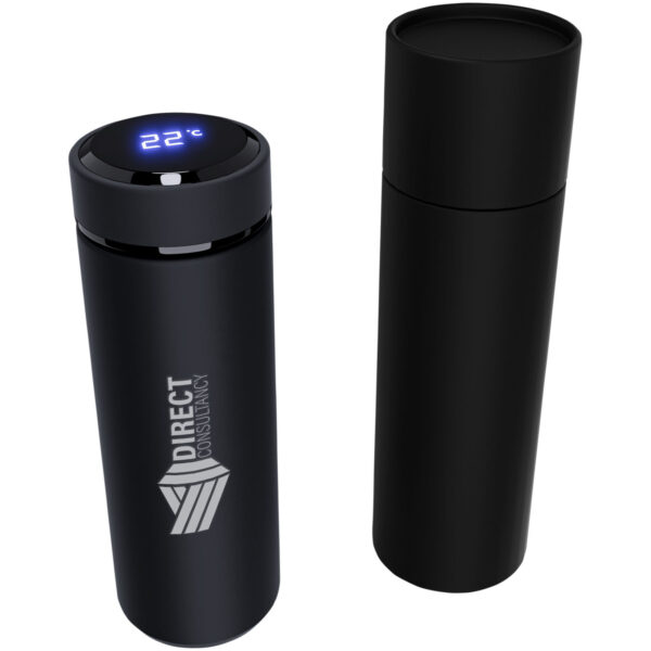 SCX.design D10 insulated smart bottle – Solid black with logo