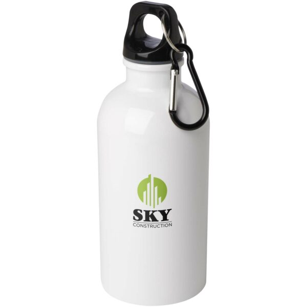 Oregon 400 ml RCS certified single wall stainless steel water bottle with carabiner – White with logo