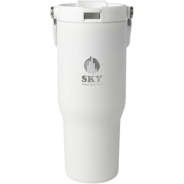 Bronx 900 ml RCS recycled stainless steel copper vacuum insulated tumbler with dual function lid – White with logo