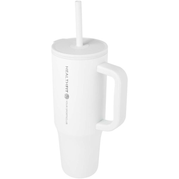 Brady 900 ml RCS certified insulated tumbler with silicone straw – White with logo