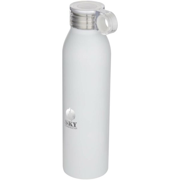Grom 650 ml RCS recycled stainless steel water bottle – White with logo