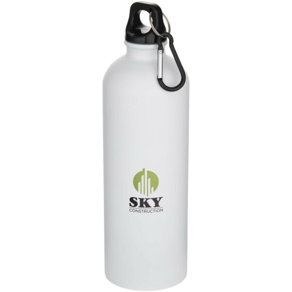 Oregon 750 ml matte RCS recycled single wall stainless steel water bottle with carabiner – White with logo