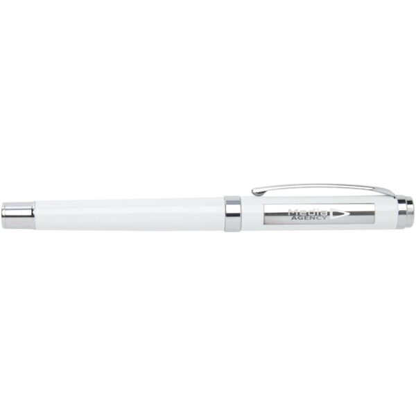 Legato Elegance A5 hard cover notebook and rollerball pen set – White with logo