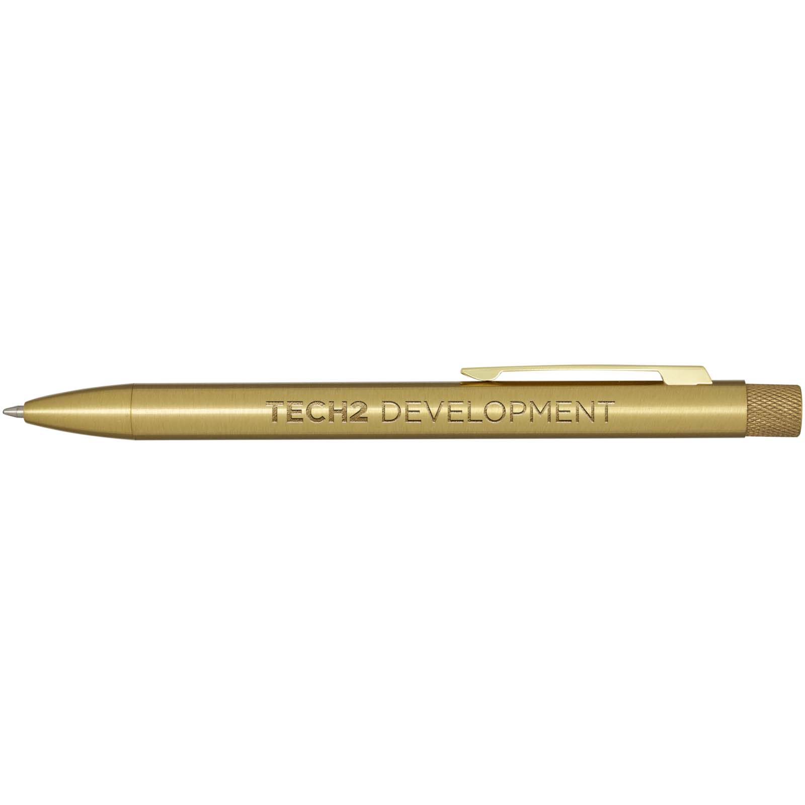Beatriz recycled brass ballpoint pen (blue ink) – Gold with logo Beatriz recycled brass ballpoint pen (blue ink) – Gold with logo