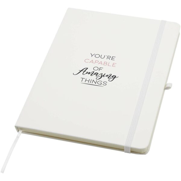 Spectrum Plus A5 hard cover notebook – White with logo