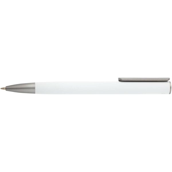 Ziguur recycled aluminium ballpoint pen (blue ink) – White front view