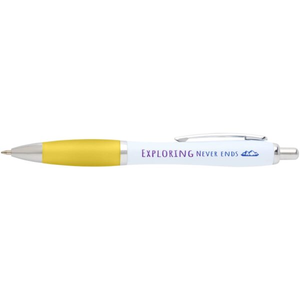 Nash recycled plastic ballpoint pen (black ink) – Yellow with logo