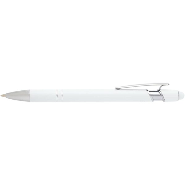 Kish ballpoint pen with silver finish (blue ink) – White front view