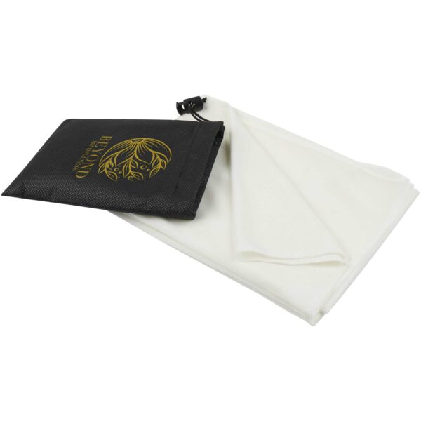 Lucas RPET sport towel 50x100 cm – White with logo