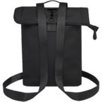 Turner 15.6" GRS recycled roll-top laptop backpack 12L – Solid black front view