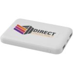 Asama 5000 mAh Type-C recycled plastic power bank – White with logo