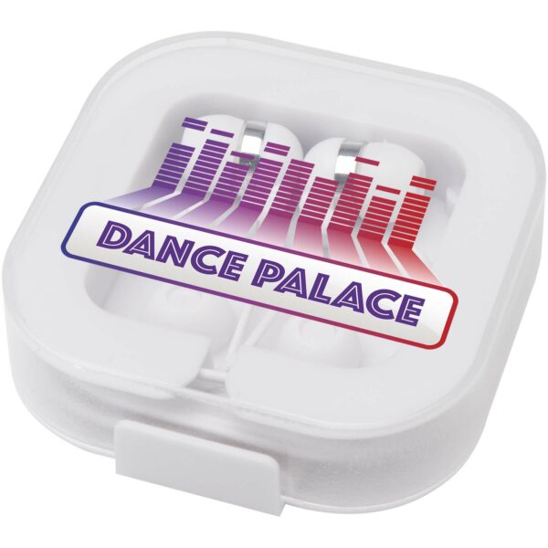 Dofida wired Type-C earbuds with recycled plastic storage box – White with logo