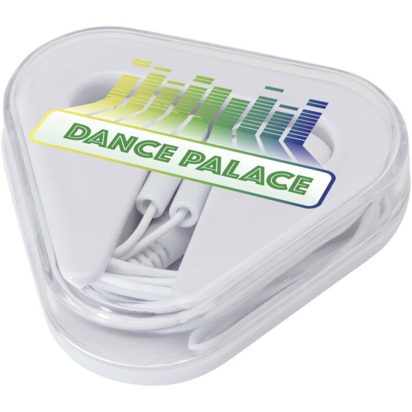 Rebel earbuds with recycled plastic storage box – White with logo