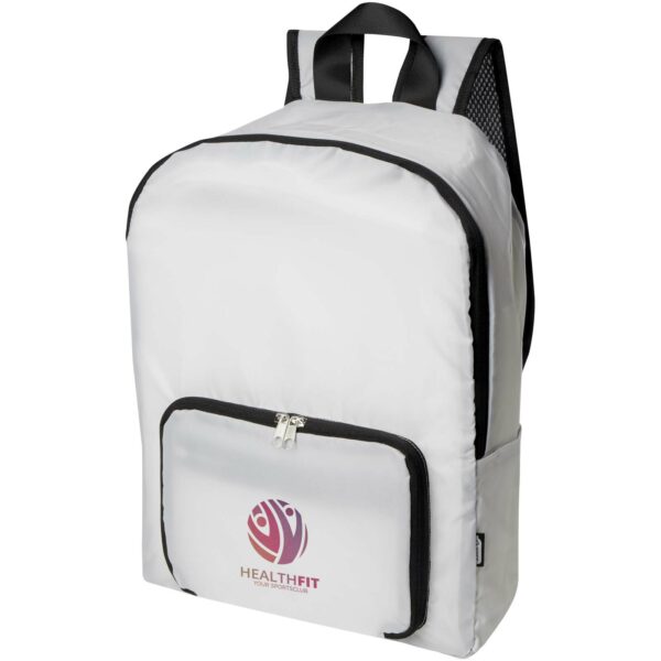EcoFold RPET foldable backpack 15L – White with logo
