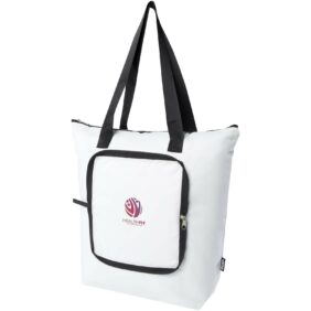 EcoFold RPET foldable tote cooler bag 15L – White with logo
