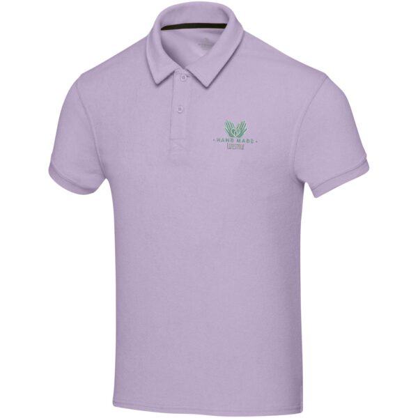 Akoya GRS recycled terry unisex polo – Lilac with logo