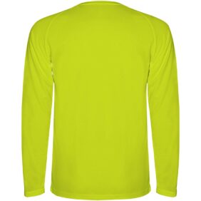 Montecarlo long sleeve kids sports t-shirt – Fluor Yellow back view