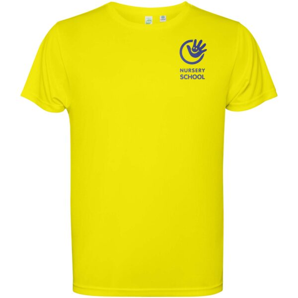 Estoril short sleeve kids t-shirt – Fluor Yellow with logo