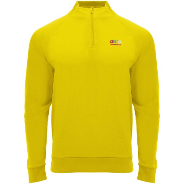 Epiro long sleeve kids quarter zip sweatshirt – Yellow with logo