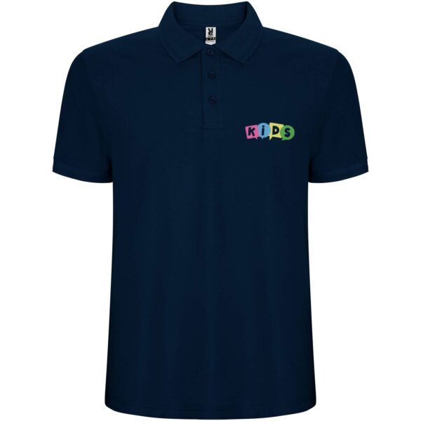 Pegaso Premium short sleeve kids polo – Navy Blue with logo