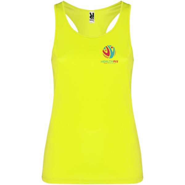 Shura women's sports vest – Fluor Yellow with logo