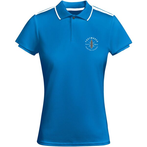 Tamil short sleeve women's sports polo – Royal blue with logo