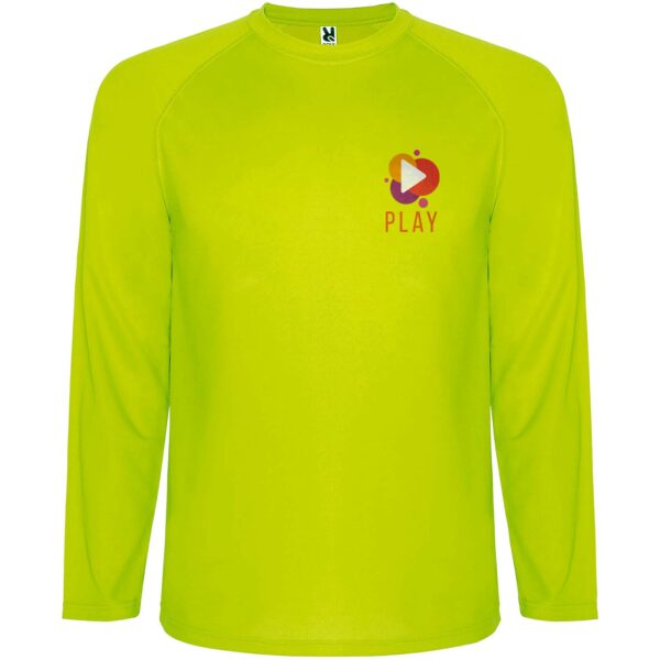 Montecarlo long sleeve men's sports t-shirt – Fluor Yellow with logo