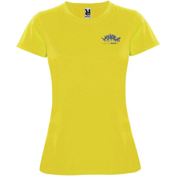 Montecarlo short sleeve women's sports t-shirt – Yellow with logo