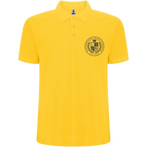 Pegaso Premium short sleeve men's polo – Yellow with logo