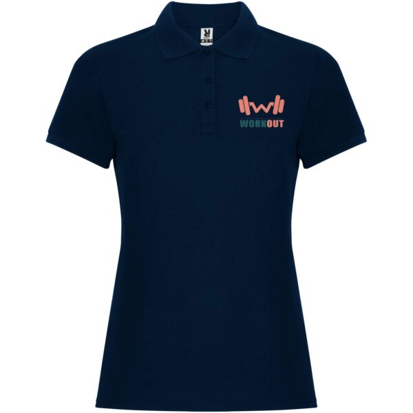 Pegaso Premium short sleeve women's polo – Navy Blue with logo